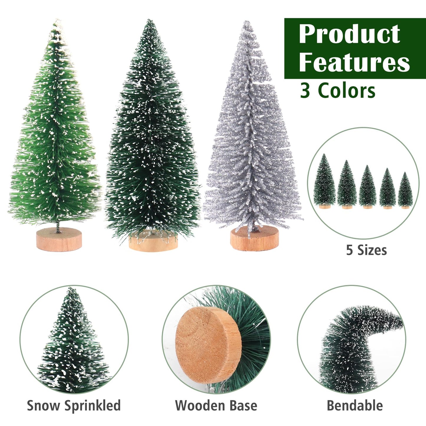 UNIPRIMEBBQ Mini Christmas Tree, Small Pine with Wooden Base for Christmas, Holidays, Parties, Home, Table Decoration, Tree Decoration