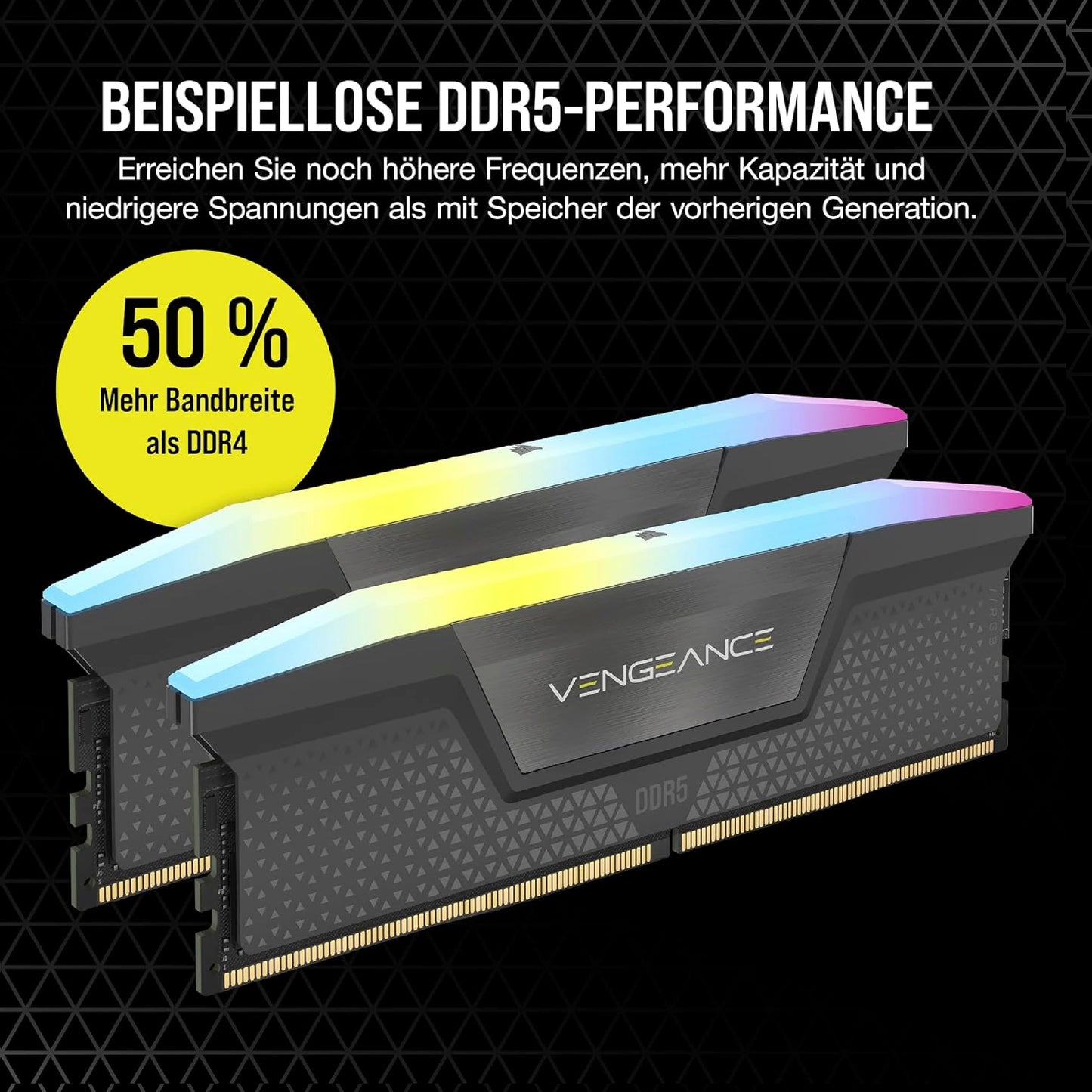 CORSAIR VENGEANCE RGB DDR5 RAM 32GB (2x16GB) 6000MHz CL30-36-36-76 1.40V AMD EXPO Intel XMP 3.0 Desktop Memory – Gray (CMH32GX5M2B6000Z30K)