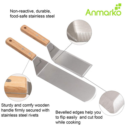 Exclusive stainless steel BBQ flipper set - high-quality grill utensils for burgers & steaks - includes spatula and tongs for indoor and outdoor cooking.