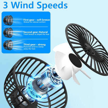 Exsivemy Car Vent Fan, USB Fan, 360° Rotatable Dual Head Fan, 2 Speeds Dual Fan, Car Fan, Car Vehicle Fan for Truck Van SUV RV (black-2)