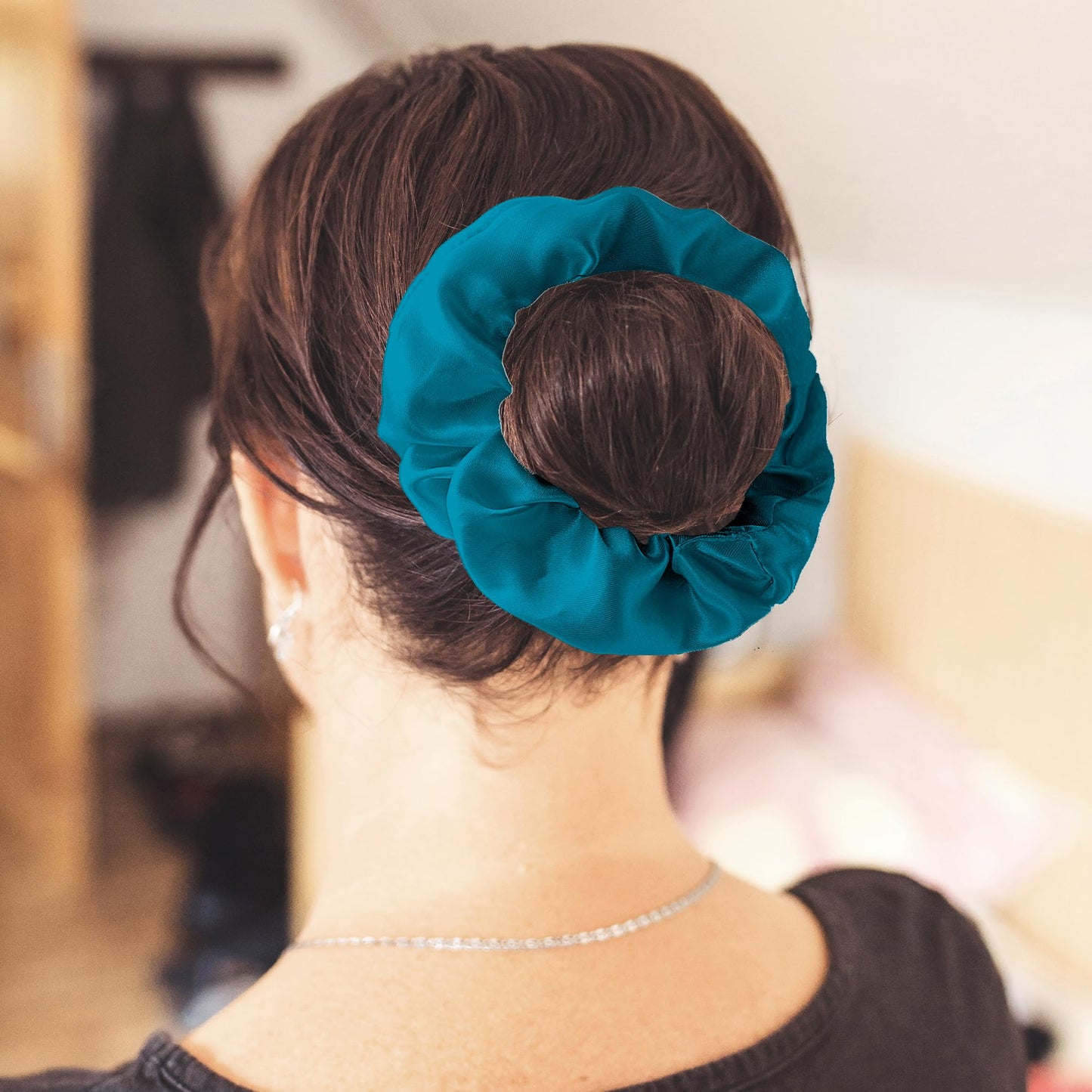 Be well satin pillowcase 65x65 2 pack, as soft as silk pillowcase, vegan silk pillowcase cover for hair and skin with 2 hair ties, blue-green.