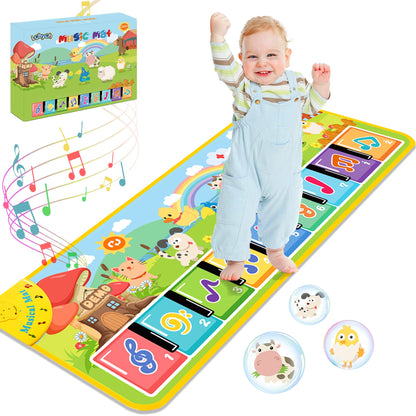 Lobyoh Music Mat with 8 Animals, Baby Toy Music Piano Mat Dance Mat Keyboard for Kids, Party Favor Kids Birthday Gifts for Boys Girls 3 4 5 Years