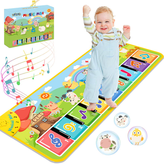 Lobyoh Music Mat with 8 Animals, Baby Toy Music Piano Mat Dance Mat Keyboard for Kids, Party Favor Kids Birthday Gifts for Boys Girls 3 4 5 Years