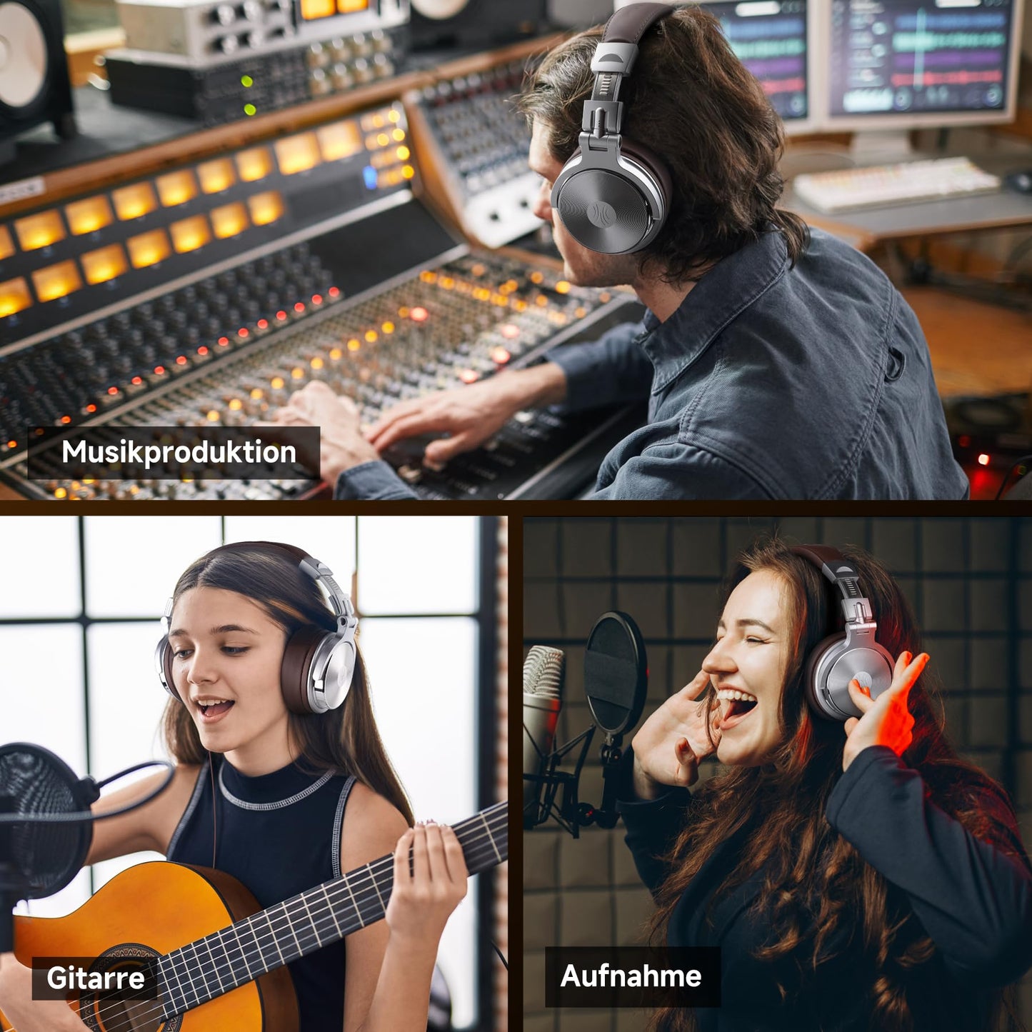 OneOdio Over Ear Headphones Closed Back Studio Headphones with Cable, Microphone, Share Port, Protein Leather Ear Pads for Podcasting, Recording, Monitoring PC TV Adapter Free Stereo DJ Headphones