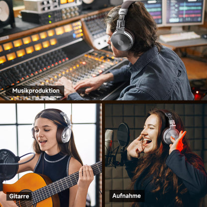 OneOdio Over Ear Headphones Closed Back Studio Headphones with Cable, Microphone, Share Port, Protein Leather Ear Pads for Podcasting, Recording, Monitoring PC TV Adapter Free Stereo DJ Headphones