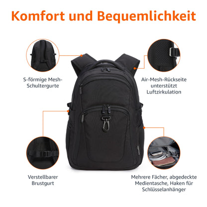Amazon Basics Travel Laptop Backpack for 15.6 inch Laptop, Black