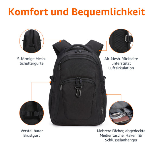 Amazon Basics Travel Laptop Backpack for 15.6 inch Laptop, Black