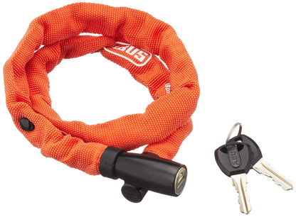 ABUS armored cable lock Ivera Steel-O-Flex 7200 - cable lock made of steel cable with armored steel sleeves 110 cm & chain lock 1500 Web - bike lock made of special steel - 4 mm round chain 60 cm Orange