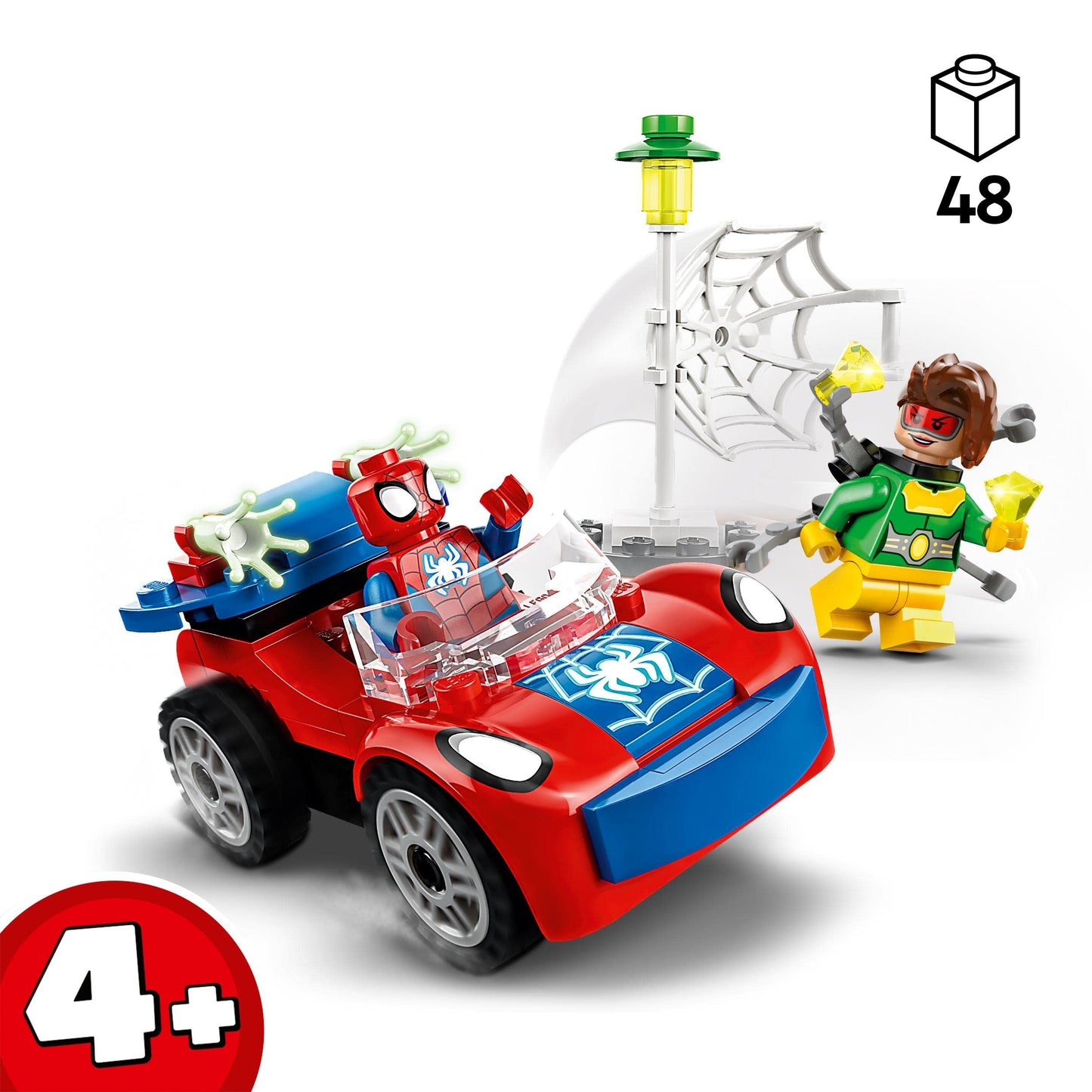 LEGO 10789 Marvel Spider-Man's Car and Doc Ock Set, Spidey and His Super Friends & 10781 Marvel Spidey and His Super Friends Miles Morales: Spider-Man's Techno-Trike, for ages 4 and up.