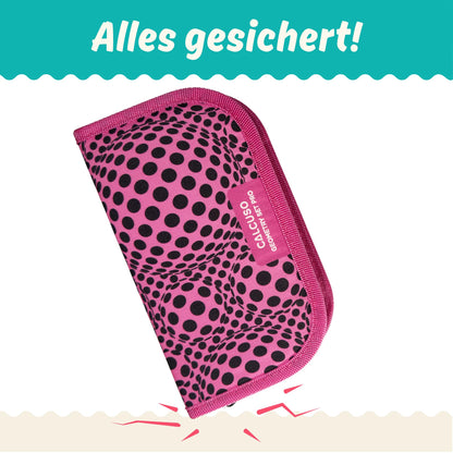 CALCUSO GEOMETRY SET PRO in pink pencil case with compass and protractor - Practical case for school, university, office and drawings - Ideal geometry set for school.