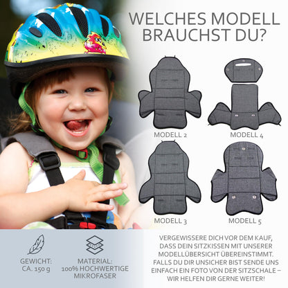 Replacement cover seat cushion cover pad for children's bicycle seat compatible with Römer Jockey (grey mottled (Model 5))