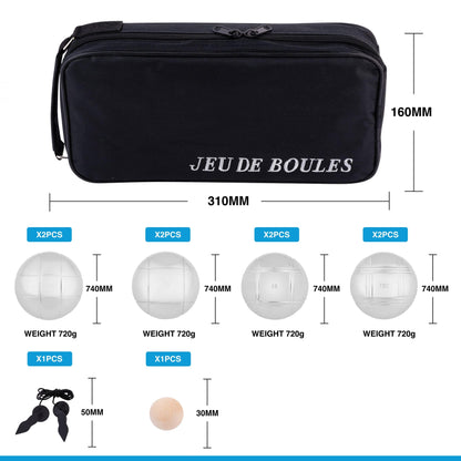 Engelhart - 010203 - Carrying bag with 8 Petanque Boules - Including distance measurer - Practical bag - Outdoor game - Metal boules and wooden cochonnet - Ages 6+