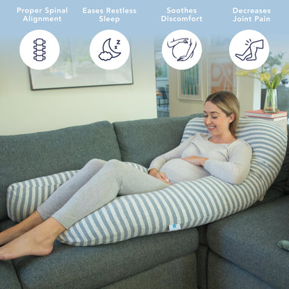 PharMeDoc Pregnancy Pillow - Side Sleeper Pillow, U-Shape Pregnancy Pillow and Nursing Pillow - Support for Back, Hips, Legs, Belly for Pregnant Women, Side Sleeper Pillow with Cover