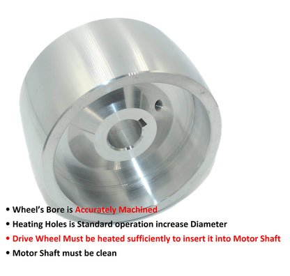 (AL4-19) CNC machined belt grinder set for knife sharpeners. 100mm drive wheel, 19mm shaft, 75mm tracking wheel, 50mm idler.