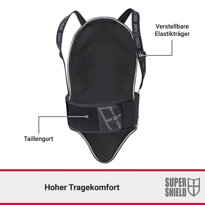 Super Shield 834 back protector for motorcycles, EN certified - Level 2, strap-on back protection, non-slip, lightweight, back protector for ski women, back protector for snowboard men, S