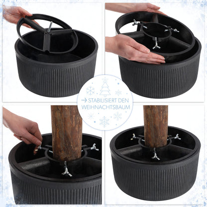 KADAX Christmas tree stand made of recycled plastic, for real trees up to 150cm tall. Graphite color.