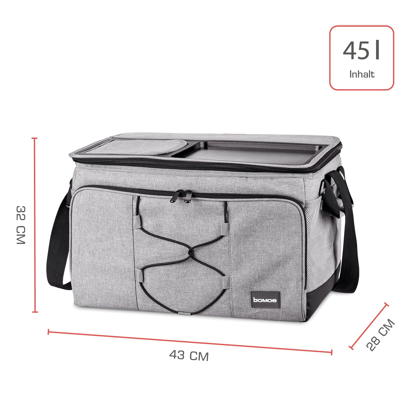 Bomoe 45 liter cool bag foldable - outdoor cool box with 16h cooling function and carrying strap, waterproof picnic bag thermal bag with storage space, insulated bag gray - IceBreezer KT43
