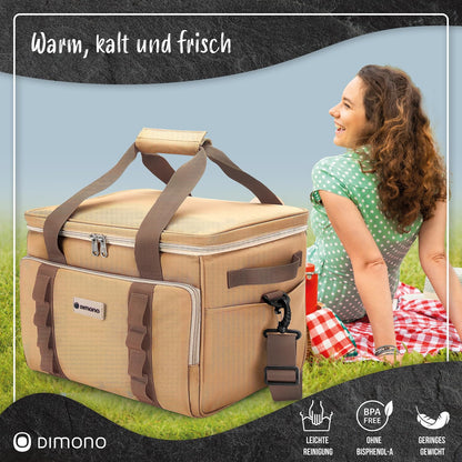 Large 25 liter insulated cooler bag XL ice bag picnic bag for camping travelling vacation (25 liters, brown)