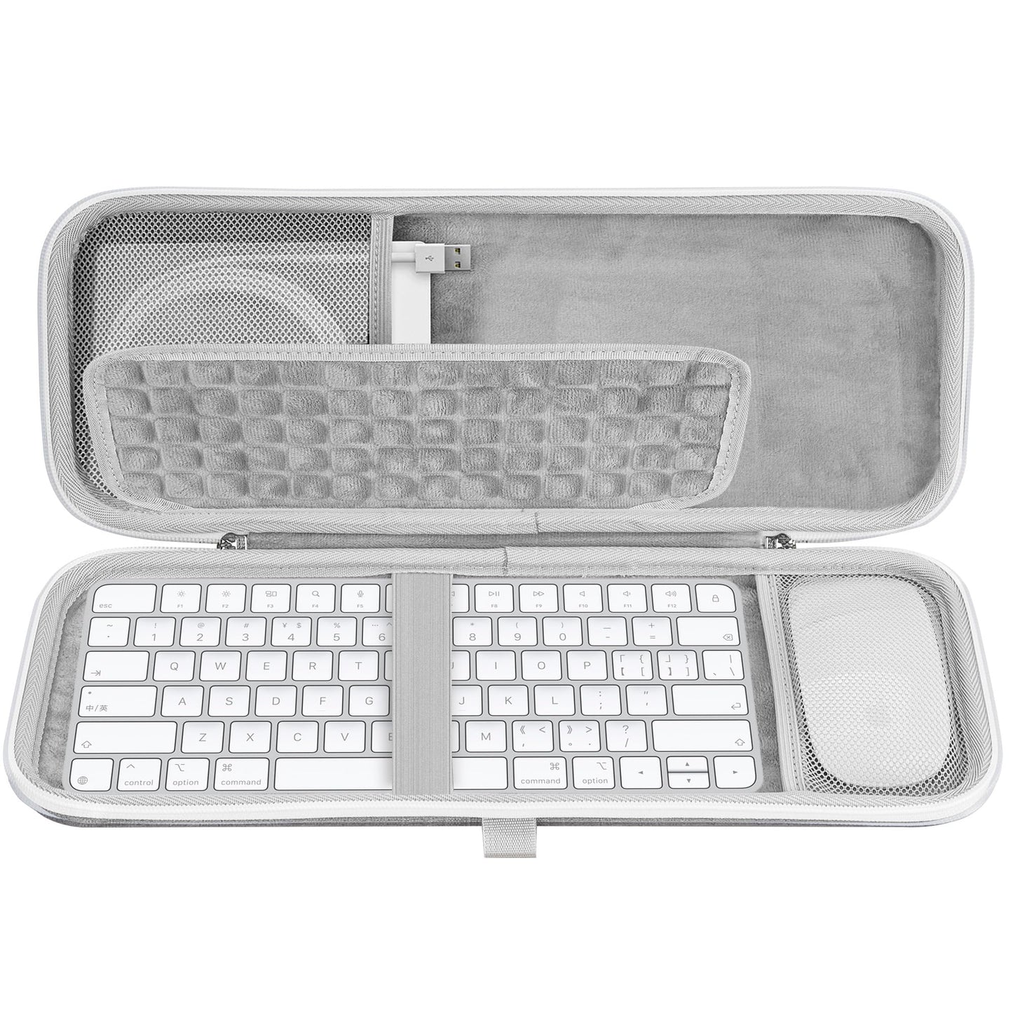 GEEKRIA Keyboard Carry Case, hard shell protection compatible with Apple Magic Keyboard (MXCL3LL/A) / MK2A3LL/A / MXCK3LL/A / MK293LL/A, Mouse Combo Case (Light Gray)