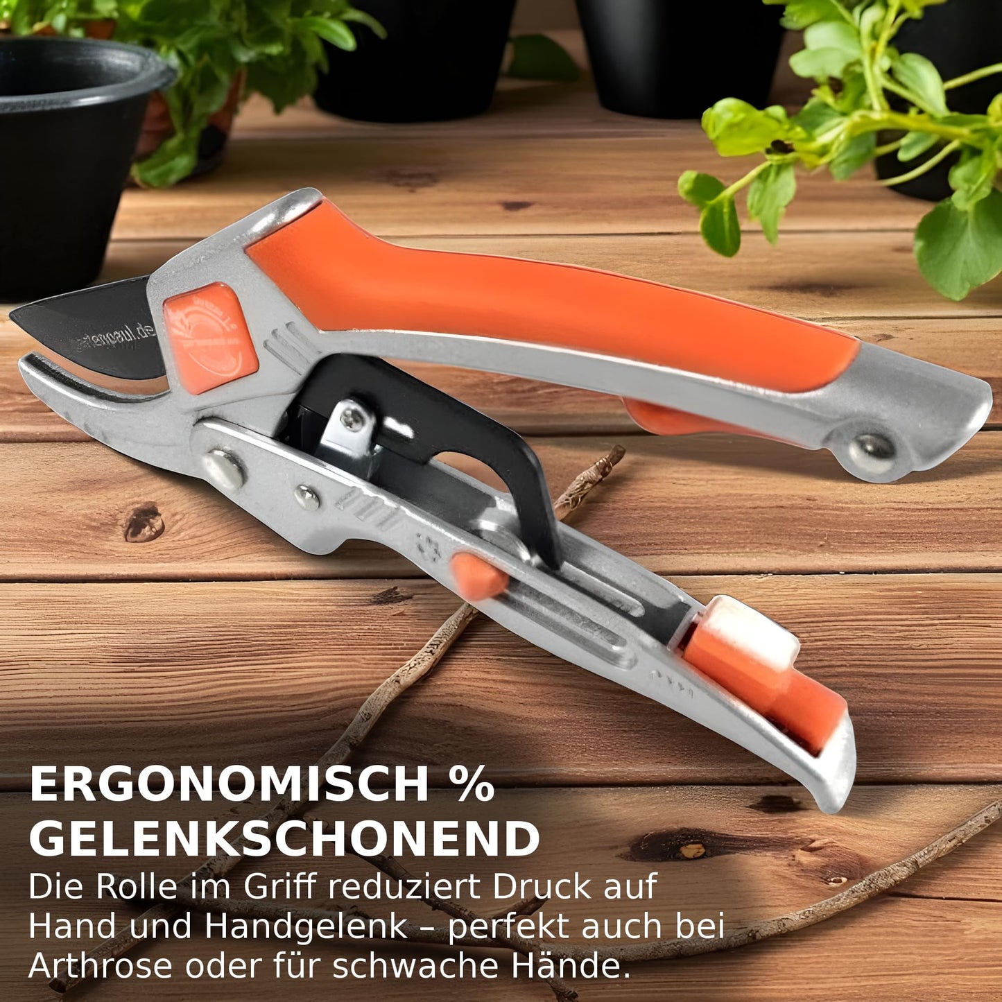 GARDENPAUL Ratchet 2.0 with Sharpener, Anvil Hybrid Ratchet & Garden Scissors SK5 Blade, Professional Garden Tool as Tree Pruner Branch Cutter Garden Ratchet Scissors Rose Scissors Herb Scissors Harvest Scissors