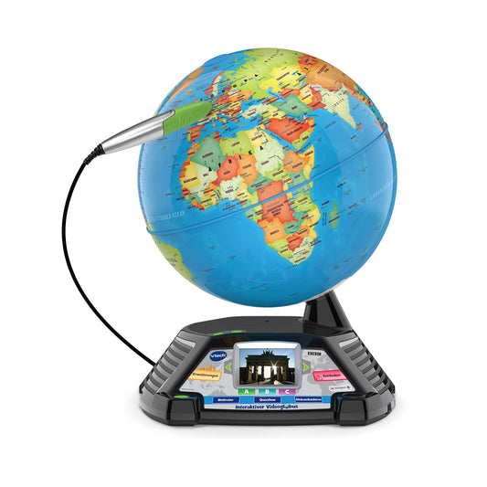 VTech Interactive Video Globe - globe with screen, auditory and visual learning content (German version) - perfect for starting school - for children aged 7 and above