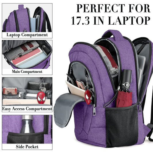 BIKROD backpack for men and women, school backpack for boys and girls, teenagers, waterproof backpack | 17.3 inch laptop bag with USB charging port | perfect for work, travel, hiking with anti-theft pocket.