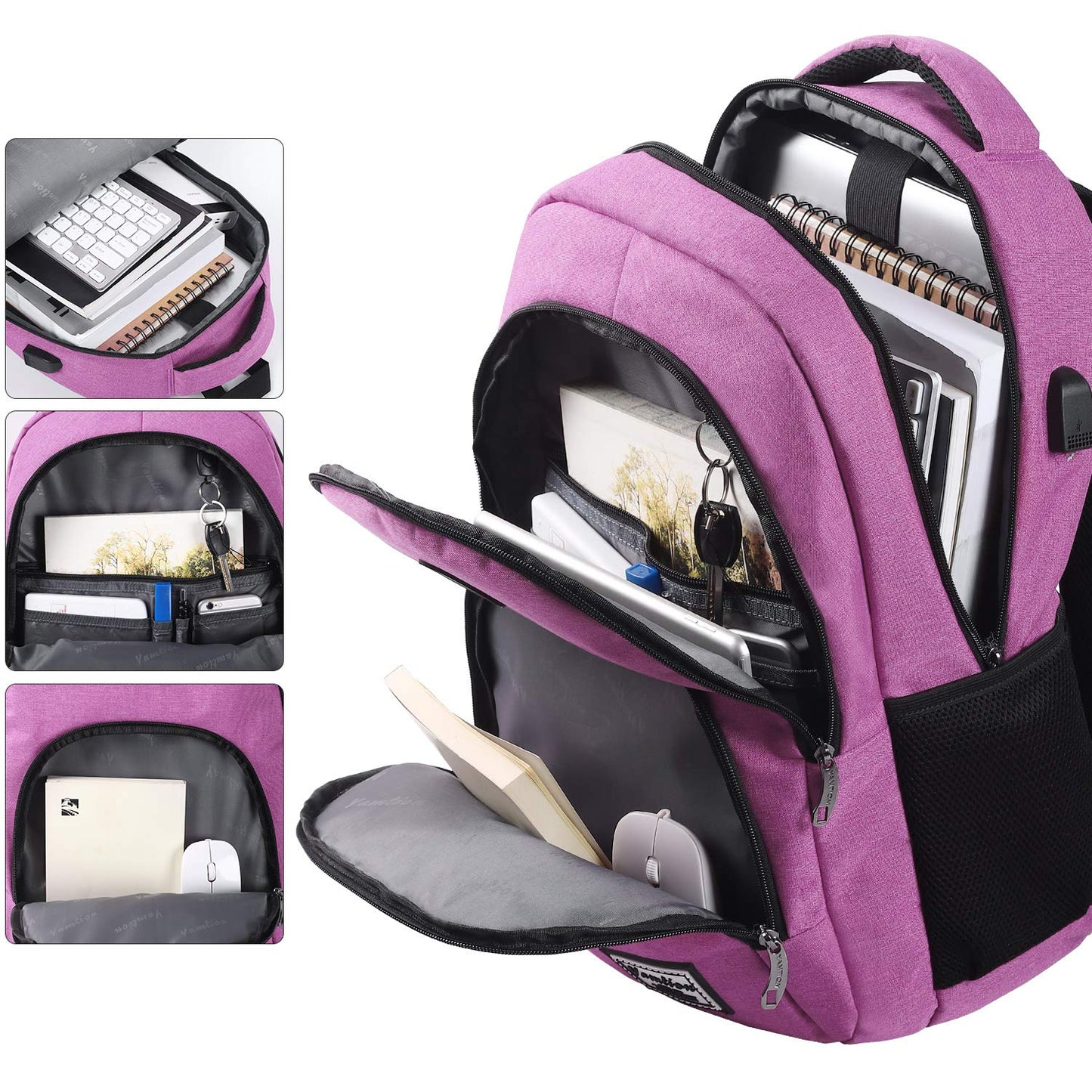 YAMTION school backpack for ladies and girls, laptop backpack with 15.6 inch laptop compartment for school, work, and travel.