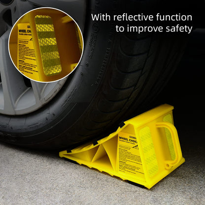 Leadstand vehicle chocks, non-slip bottom, suitable for RVs, trailers, yellow plastic, fits most tire sizes (2)