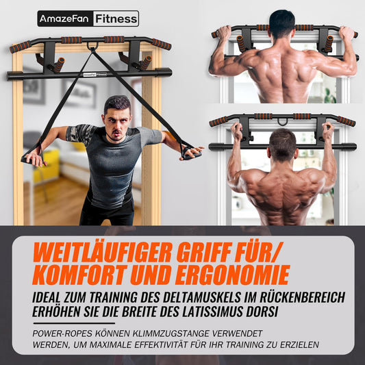 AmazeFan Doorway Pull Up Bar, 2024 Upgrade with various grip options, With Additional Suspension Trainer, Universally applicable for most doors.