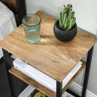 VASAGLE Side Table, Nightstand, Small Coffee Table, Bedroom, Living Room, Easy Assembly, Stable, Steel Frame, Industrial Style, Honey Brown-Black LET201B05, 34 x 29 x 58 cm
