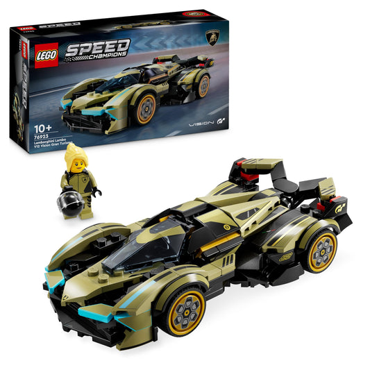 LEGO Speed Champions Lamborghini Lambo V12 Vision GT supercar, toy car with buildable model for kids, gift for boys, girls, and gaming fans 76923