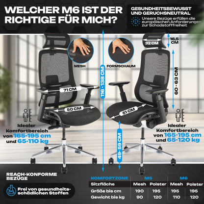 VALKENSTOL M6 Office Chair Ergonomic Winner | Large People Desk Chair | Cushioned Seat Office Chair with Adaptive Lumbar Support and Adjustable Backrest for Healthy Sitting Executive Chair