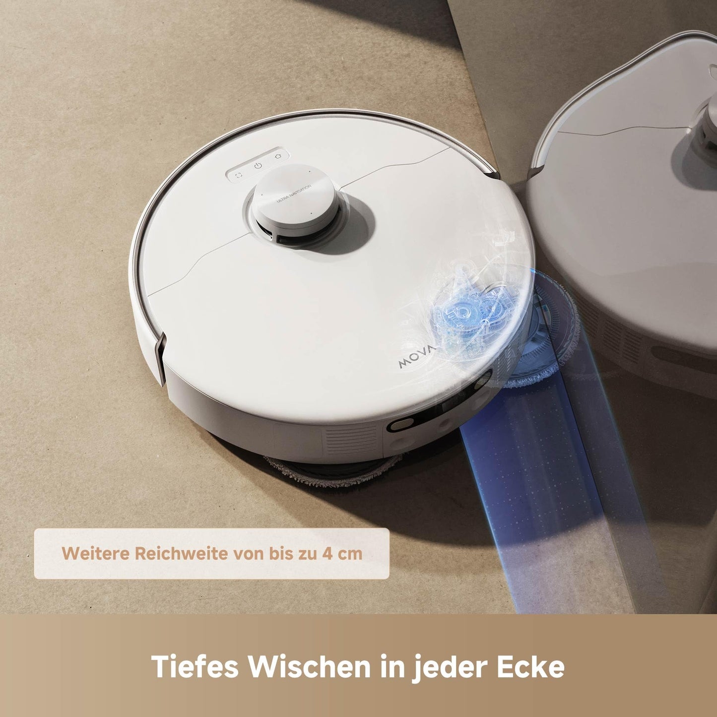 Mova P50 Pro Ultra Vacuum Robot with Mop, 19,000 Pa, 75℃ Self-cleaning hot water mop with retractable side brush, LDS navigation, +RGB AI+LED obstacle avoidance, auto-emptying/refilling.