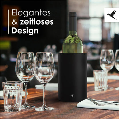 Beyond bottle cooler for wine, champagne, and sparkling wine bottles. Double-walled stainless steel champagne cooler - wine cooler, beverage cooler ideal for long outdoor wine nights in the garden (black stainless steel).