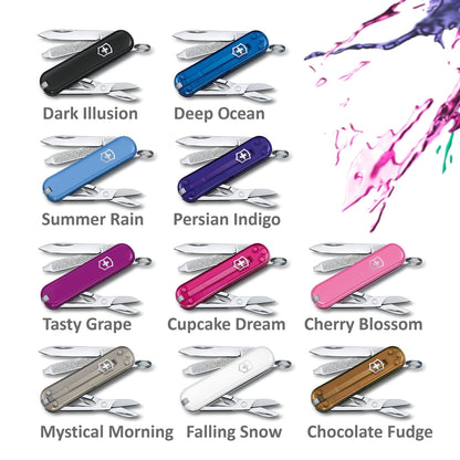 Victorinox Swiss Army Knife, Small, Classic SD, Multitool, Gift, 7 Functions, Blade, Nail File, Gray Transparent