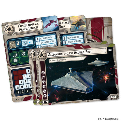 Fantasy Flight Games, Star Wars Armada: Galactic Republic Fleet Expansion Pack for 2 players, ages 14+, with 120 minutes playing time.