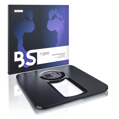 Bathroom scale, body scale with high-precision sensors, digital scale with step-on technology, weight scale made of safety glass, scale with LCD display and LED backlight.
