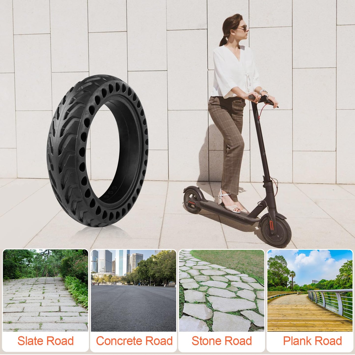 Lectorias 2 Pack Scooter Tires 8.5 Inch, Electric Scooter Durable Anti-Slip Tire Black, Thickened Tire with Metal Spudger, Scooter Front Rear Tire Replacement Wheels Rubber Tires for M365