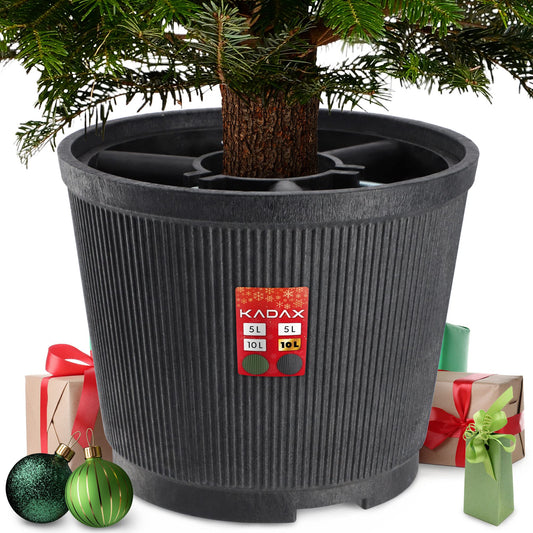 KADAX Christmas tree stand, made from recycled plastic, for real trees up to 250cm in height. Graphite color.