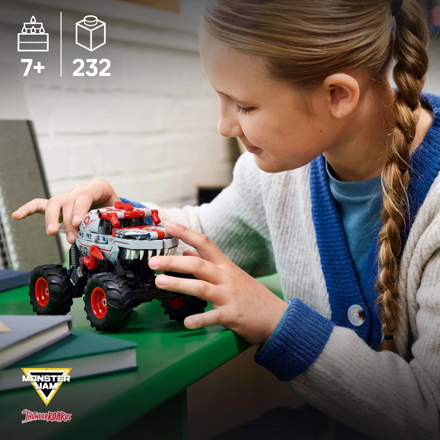 LEGO Technic Monster Jam ThunderROARus, toy monster truck with pull-back function, building toy for kids, gift for boys and girls ages 7 and up 42200