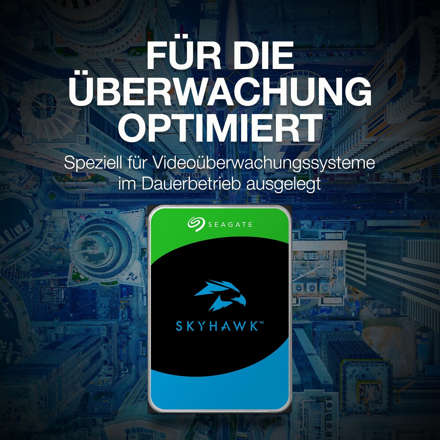 Seagate SkyHawk 4TB Internal HDD, video recording for up to 64 cameras, 3.5 inch, 256MB cache, SATA 6GB/s, silver, includes Data Rescue Service (ST4000VXZ16)