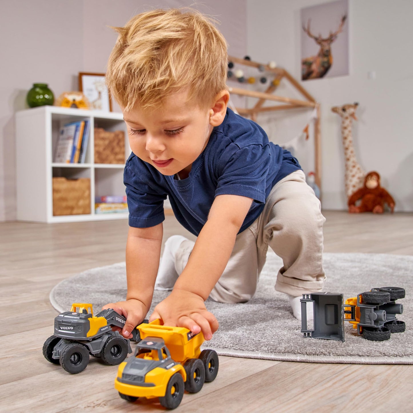 Dickie Toys - Volvo Construction Vehicles for ages 3 and up (3 pieces) & 4002 Toys Volvo Freewheel Wheel Loader, Toy Excavator, Construction Vehicle