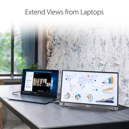 ASUS ZenScreen MB16AH - 15.6 inch portable USB monitor - Full HD 1920x1080, Type-C, Micro HDMI, auto-rotation, lightweight design, Smartcase, tripod stand - IPS panel, 16:9, anti-glare
