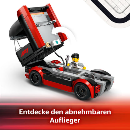 LEGO City F1 Transporter with RB20 & AMR24 F1 race cars - Toy car transporter for Red Bull & Aston Martin Formula 1 teams - Includes 5 minifigures - Gift for boys & girls 8+ years old 60445