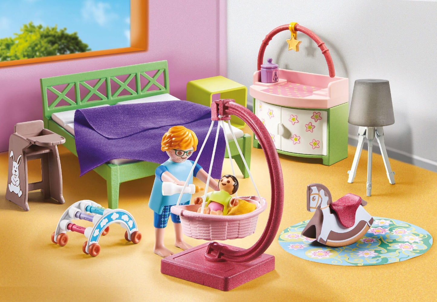 PLAYMOBIL MyLife 71609 Bedroom with Baby Play Area, and Two Figures, made from over 80% recycled and bio-based materials, detailed toy for children ages 4 and up.