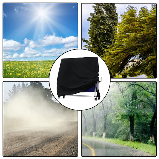 Table tennis table protective cover outdoor ping pong table cover tear-resistant waterproof windproof UV-resistant black table tennis cover 185x165x70cm