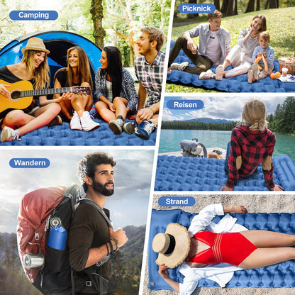 JEMULICE Self Inflating Sleeping Pad, 10CM Thick Air Mattress Camping Small Pack Size, Inflatable Mattress with Foot Pump, Self Inflating Sleeping Mat for Outdoor, Hiking, Tent, Backpack