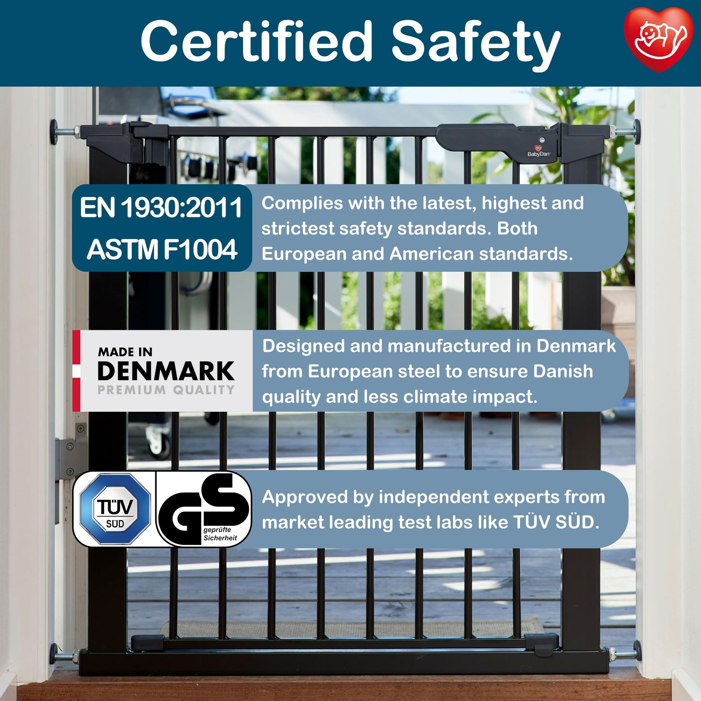 Baby Dan 60116-2696-02-88 Door Guard, 1 pressure mount, for doors or stairs, 73.2 x 71.8 x 5 cm, black