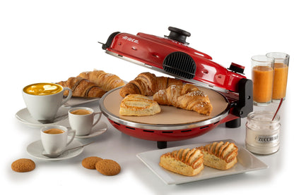 Ariete Pizza Oven 919, 4-minute pizza, 5 cooking levels, heat-resistant plate for reheating, wooden cutting board included, Max. temp 400°C, 1200W, Red.