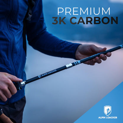 ALPIN LOACKER Folding Carbon Hiking Poles with Cork Grip I Women's Nordic Walking Poles I Lightweight Foldable Telescopic Trekking Poles for Mountain Sports, 115-135 cm